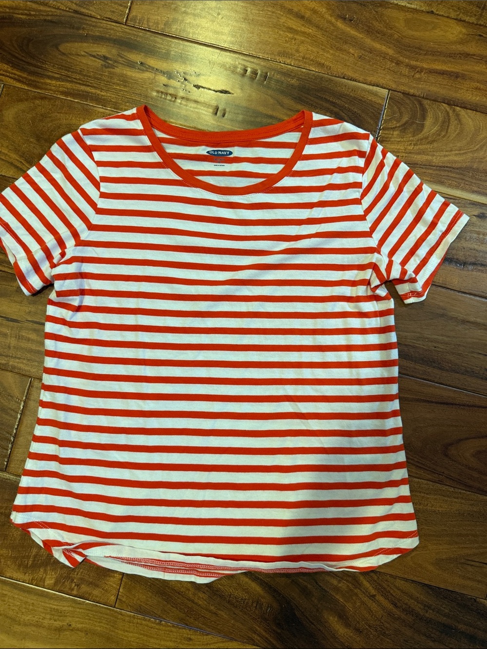 Old Navy, Red and White Striped Short Sleeve Tee, sz medium, VGUC